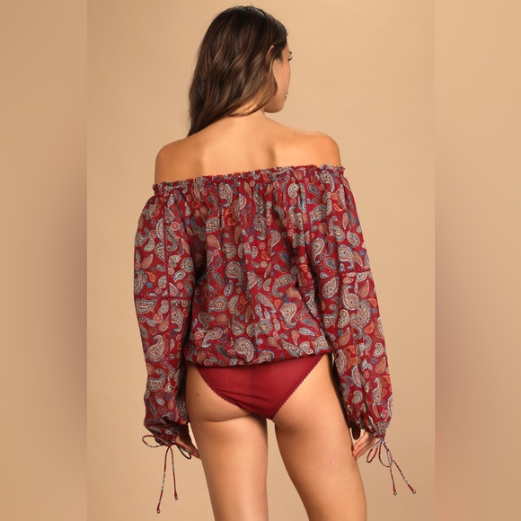 NWT FREE PEOPLE Sundown Paisley Bodysuit in Rust Size Medium - Picture 3 of 8